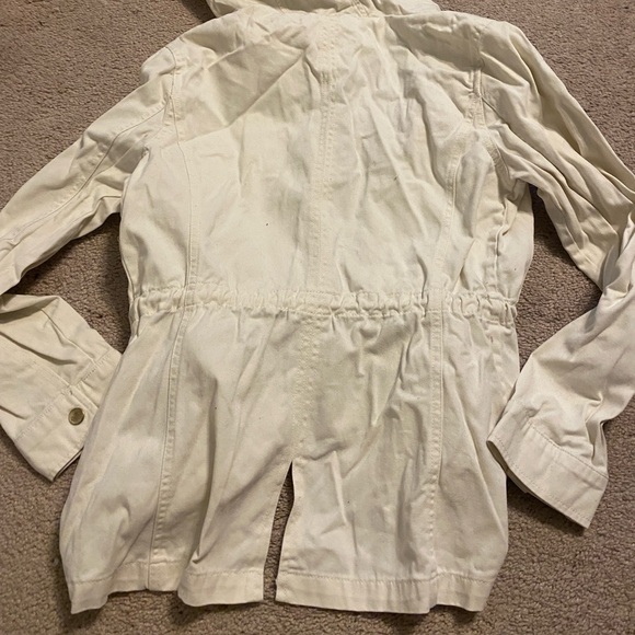FOREVER 21 cream zip up hooded jacket with snap pockets size small - Picture 3 of 5
